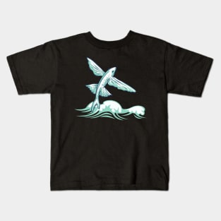 Flying fish fishing sea water angler Kids T-Shirt